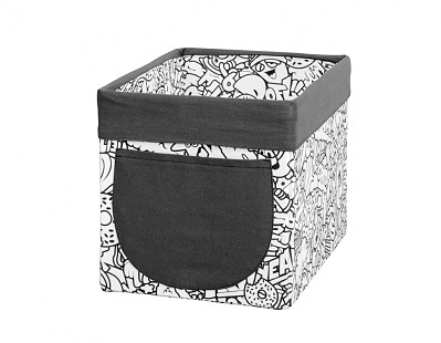 Úložný textilný box Komiks - čierna / biela