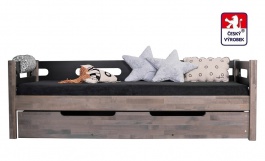 Masívna detská posteľ Benjamin Bubbles 90x200cm so zábranou a prístelkou - výber odtieňov