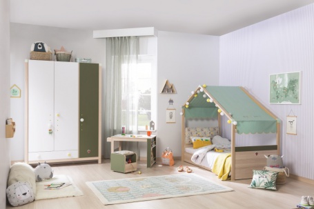 Detská izba Beatrice - dub svetlý / biela / zelená