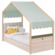 Detská posteľ Beatrice 80x180cm so strieškou - dub svetlý/zelená