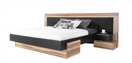 Manželská posteľ Reno 160x200cm - orech baltimore/čierny lux