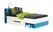 Detská posteľ Moli 90x200cm   - Biely lux//tyrkys  