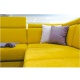 Luxusní sedací souprava, žlutá / hnědé polštářky, levá, MARIETA U
