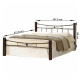 Manželská posteľ, drevo orech / čierny kov, 140x200, PAULA