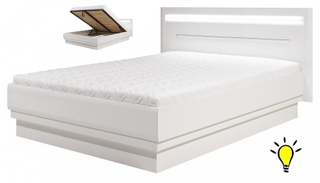 Manželská posteľ Irma 160x200cm s úložným priestorom a osvetlením - biela