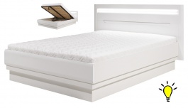 Manželská posteľ Irma 160x200cm s úložným priestorom a osvetlením - biela