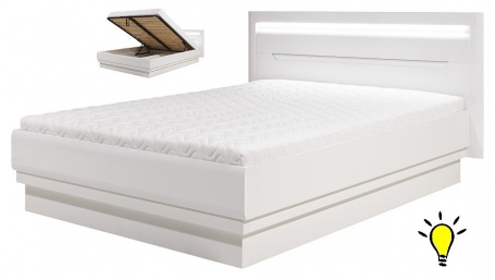 Moderná posteľ Irma 140x200cm s úložným priestorom a osvetlením - biela