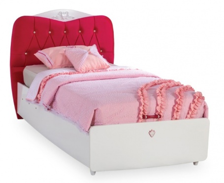 Detská posteľ Rosie 100x200cm s úložným priestorom - biela / rubínová