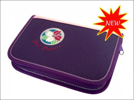 Školní penál s klopou EMIPO Deluxe Flowers fialová