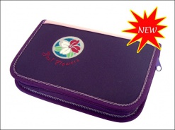 Školní penál s klopou EMIPO Deluxe Flowers fialová Školní penál s klopou EMIPO Deluxe Flowers fialová