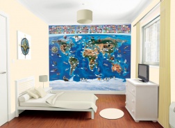 Dětská 3D tapeta na zeď Walltastic - Mapa světa