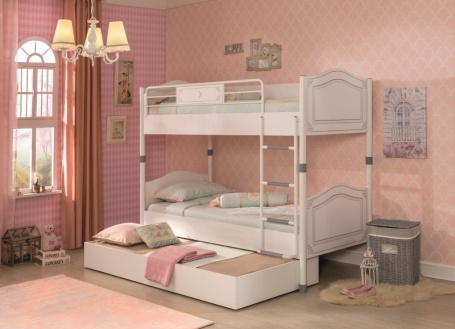 Detská poschodová posteľ Betty 90x200cm so zásuvkou - biela