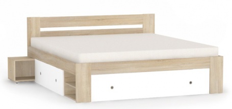Manželská posteľ REA Larisa 180x200cm s nočnými stolíkmi - dub bardolino