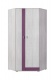 Rohová šatníková skriňa Delbert 2 - bielená borovica/fialová
