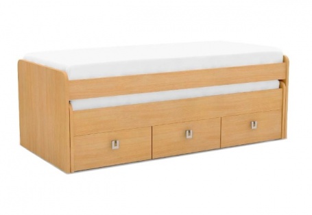 Detská posteľ REA Teeny 90x200cm s výsuvným lôžkom a úložným priestorom - buk