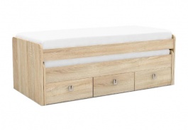 Detská posteľ REA Teeny 90x200cm s výsuvným lôžkom a úložným priestorom - dub bardolino