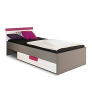 Detská posteľ Lobete 90x200cm - sivá / biela / fialová