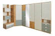 Študentská izba Ezra - trojdverová šatníková skriňa so zrkadlom, rohová šatníková skriňa, jednodverová skriňa, kombinovaná skrinka, regál