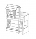 Detská poschodová posteľ s domčekom a úložným priestorom Brody 80x190cm - perokresba