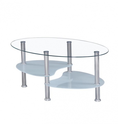 Konferenčný stolík, oceľ / číre sklo / mliečne sklá, WAVE NEW