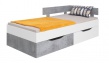 Detská posteľ Omega 90x200cm s úložným priestorom - biela/betón