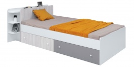 Detská posteľ s úložným priestorom Beta 90x200cm - biela/dub wilton/šedá