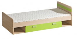 Detská posteľ 195x80cm s úložným priestorom Melisa - jaseň/zelená