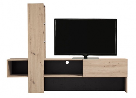 Moderný televízny stolík Timothea - dub šedý/čierna