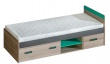 Detská posteľ 80x195cm s úložnym priestorom Groen - jaseň/antracit/zelená