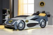 Detská posteľ auto Hero 80x160cm - biela/čierna/žltá