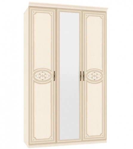 Trojdverová skriňa Elizabeth s kombinovanými dverami a ozdobnými lištami - béžová