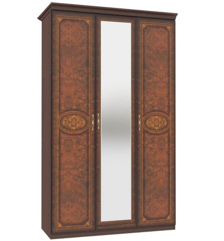 Trojdverová skriňa Elizabeth s kombinovanými dverami a ozdobnými lištami - orech