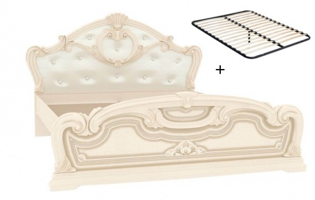 Manželská posteľ 160x200cm Elizabeth s čalúneným čelom a roštom - béžová