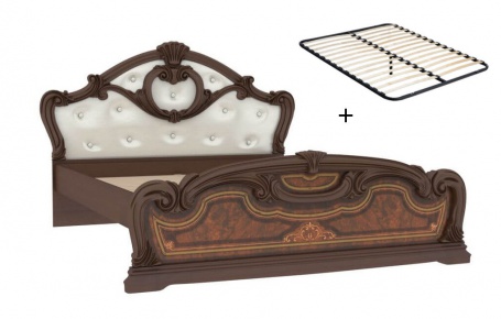 Manželská posteľ 160x200cm Elizabeth s čalúneným čelom a roštom - orech