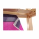 Posteľ s PC stolom, borovicové drevo / ružová, 90x200 cm, Alzena