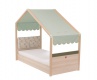 Detská posteľ Beatrice 90x200cm so strieškou - dub svetlý/zelená