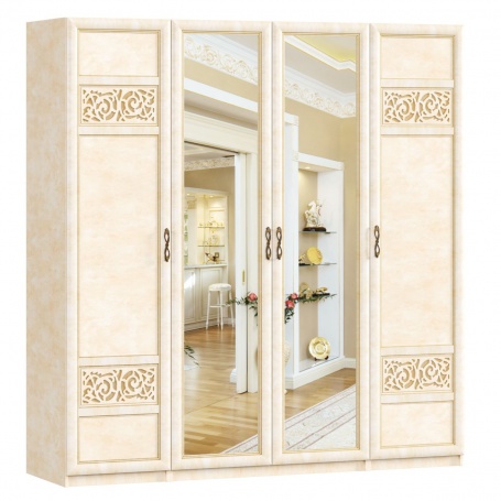 Štvordverová zostava skríň s kombinovanými dverami do spálne Sofia - béžová/lento