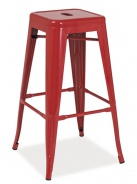 Barová kovová stolička LONG červená