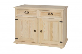 Rustikálna komoda z masívu COM 102 SLIM - K03 biela patina