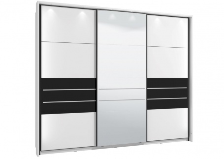 Skriňa s posuvnými dverami Marat 270 s osvetlením - biela/čierna