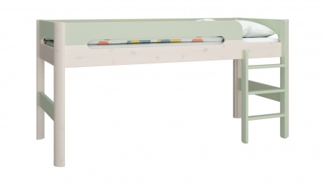 Vyvýšená posteľ Eveline 90x200cm - biely masív/zelená