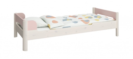 Detská posteľ Eveline 90x200cm - biely masív/ružová