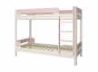 Poschodová posteľ Eveline 90x200cm - biely masív/ružová