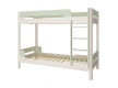 Poschodová posteľ Eveline 90x200cm - biely masív/zelená