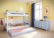 Poschodová posteľ s prístelkou Eveline 90x200cm - biely masív/modrá