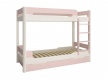 Poschodová posteľ s prístelkou Eveline 90x200cm - biely masív/ružová