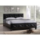 Manželská posteľ, s roštom, ekokoža čierna, 180x200, CARISA