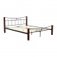 Manželská posteľ, drevo orech / čierny kov, 140x200, PAULA