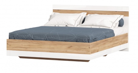 Manželská posteľ Markus 160x200cm - biely lesk/dub zlatý