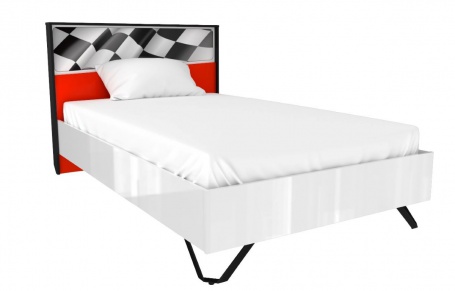 Detská posteľ Racer 120x200cm - biela/červená/rock